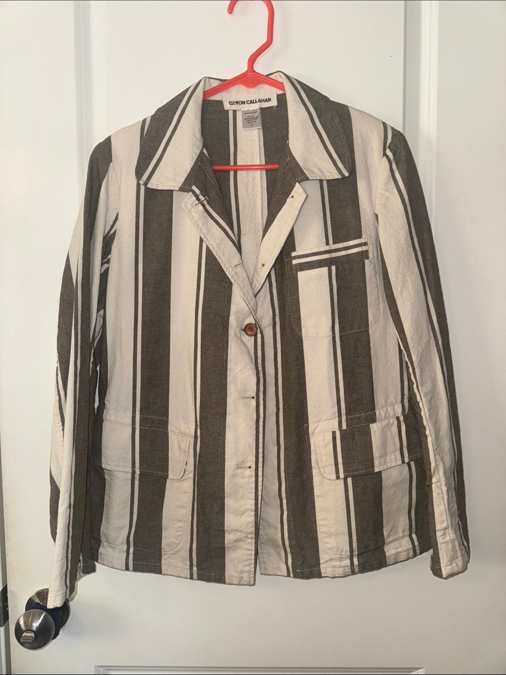 Caron Callahan women’s striped 100% cotton blazer M